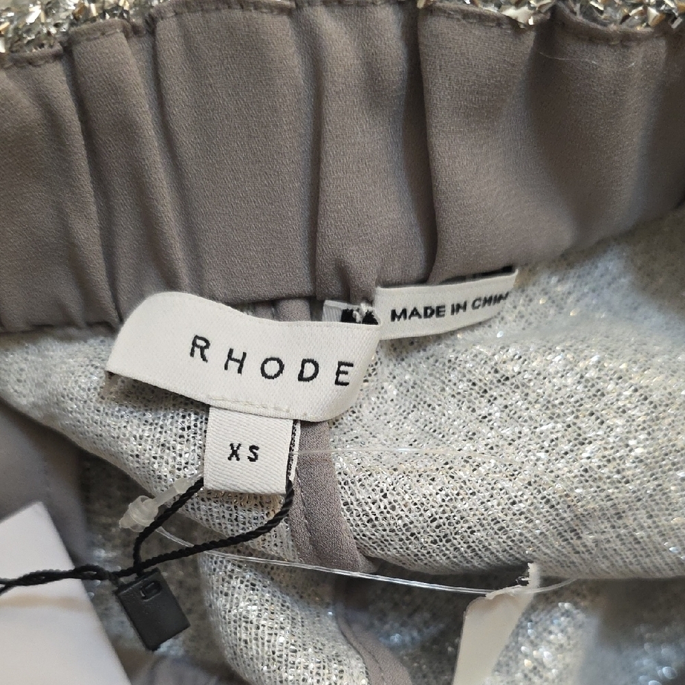 NEW RHODE LAURA TEXTURED SILVER METALLIC STIRRUP PANTS SIZE XS - Picture 9 of 11